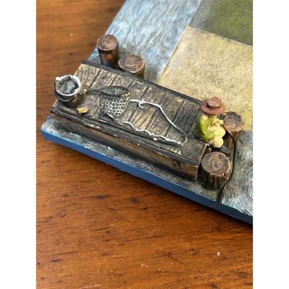 Vintage Fisherman and Fish Tic-Tac-Toe Game Board Sports Camping Lodge Decor - Picture 7 of 12